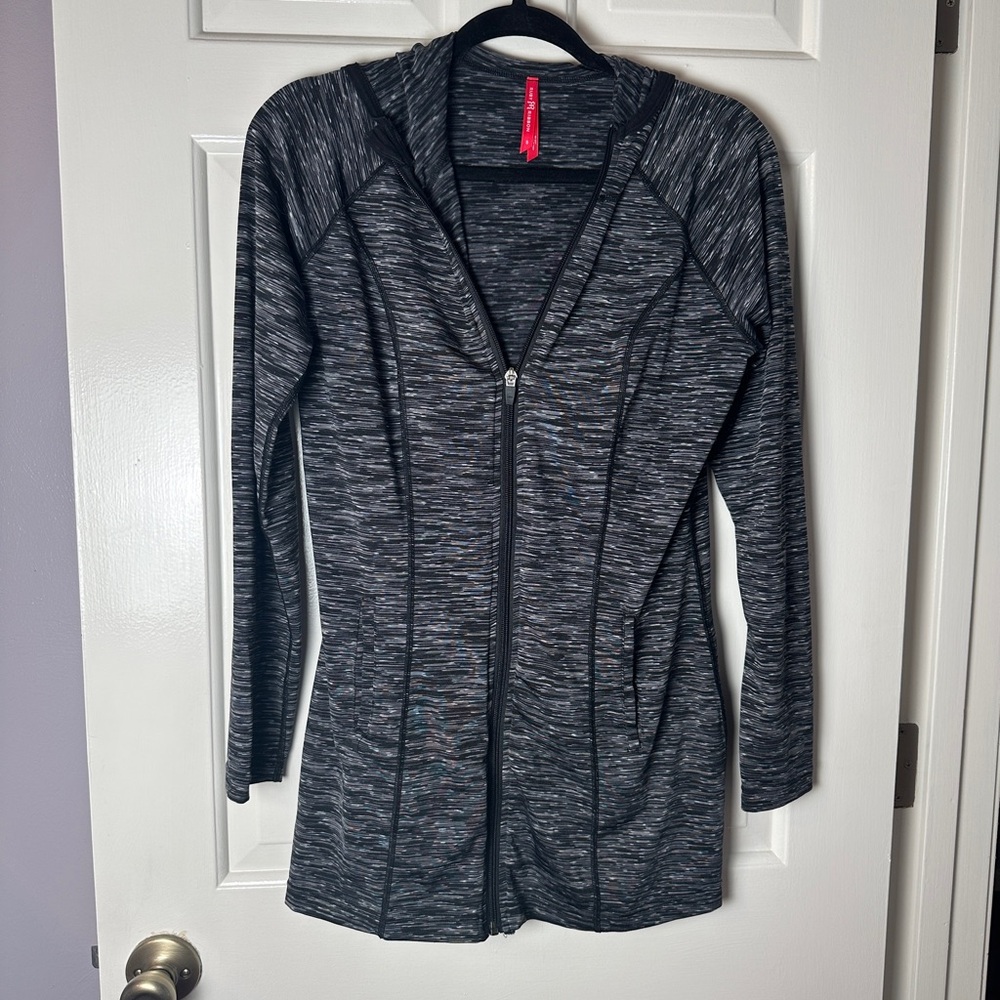 Ruby Ribbon Black & White Zip-Up with Hood